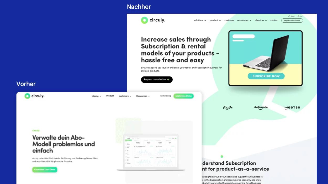 Webdesign Vorher/Nachher