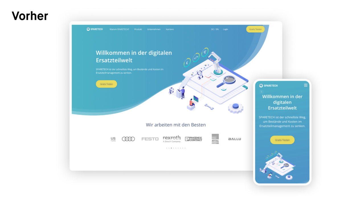 Sparetech Webdesign vorher