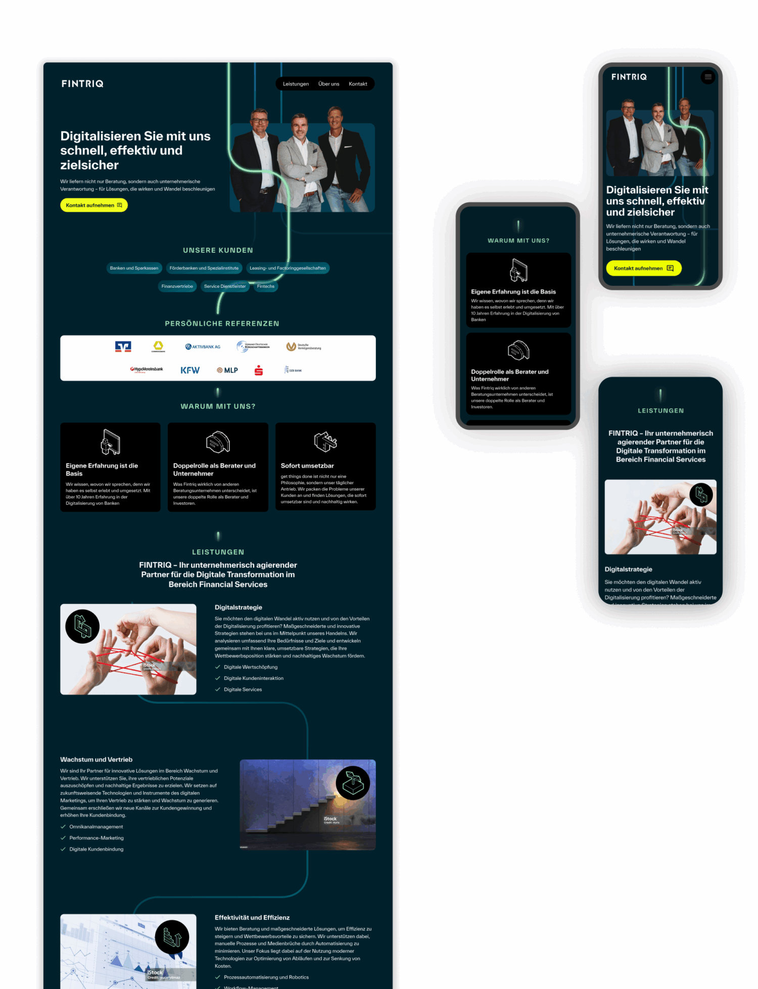 UI/UX Design für Fintriq in einer Übersicht